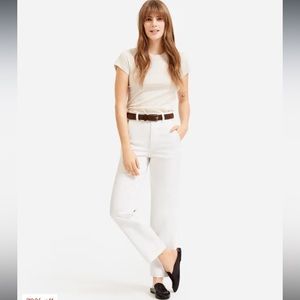 Everlane Cropped Straight Tall Pant | High Rise Ankle Pant in Bone in Size 6